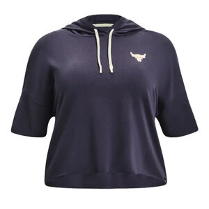 Under Armour Project Rock Rival Terry Short Sleeve Navy Fitness Hoodie Size 2X